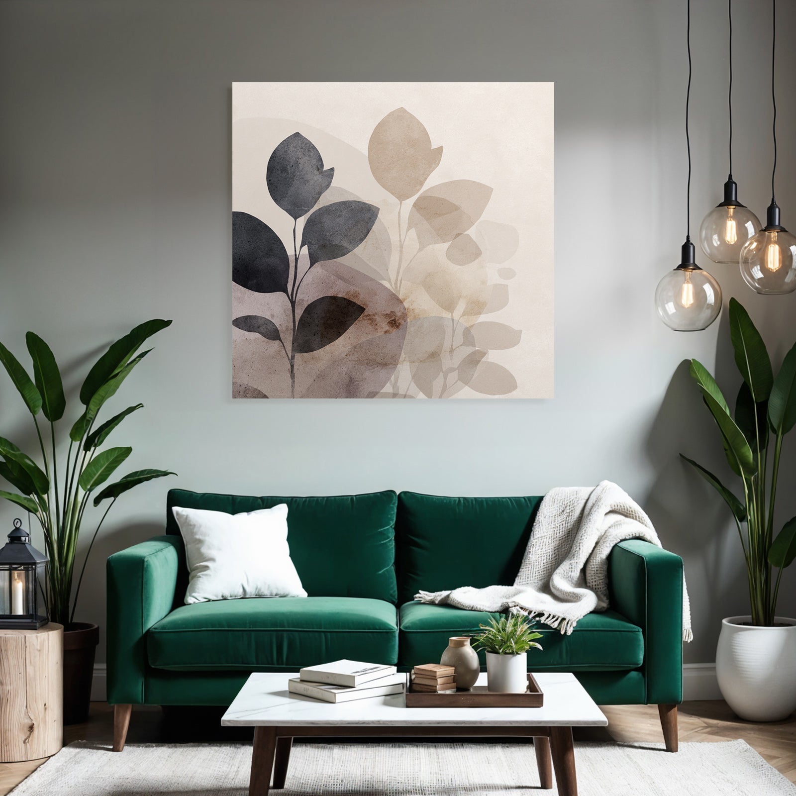 Abstract Watercolor Plants Muted Colors