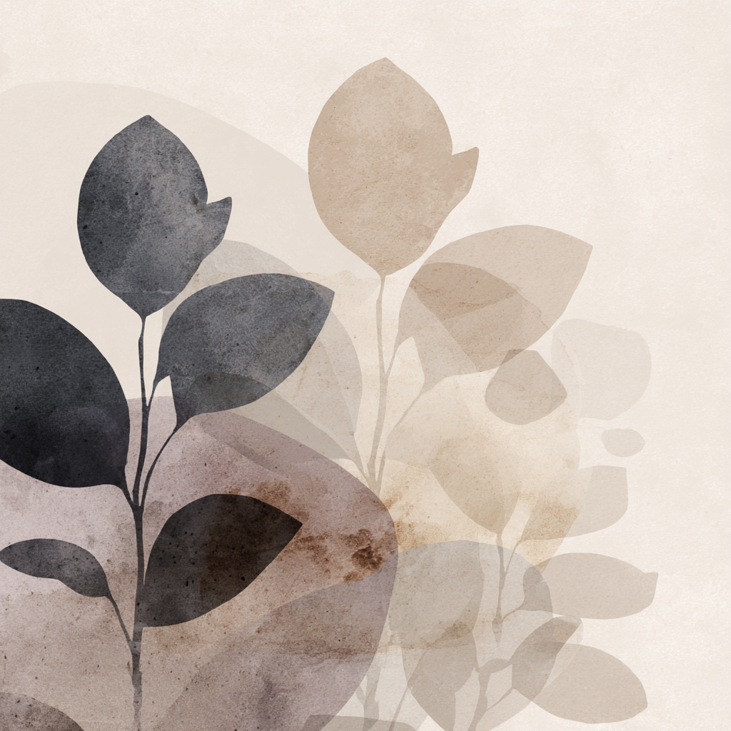 Abstrakte Aquarell Pflanzen Muted Farben | Japandi | Einrichtungsstile
