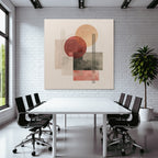 Abstract composition Geometric shapes Circles Rectangles Muted colors
