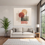 Abstract composition Geometric shapes Circles Rectangles Muted colors
