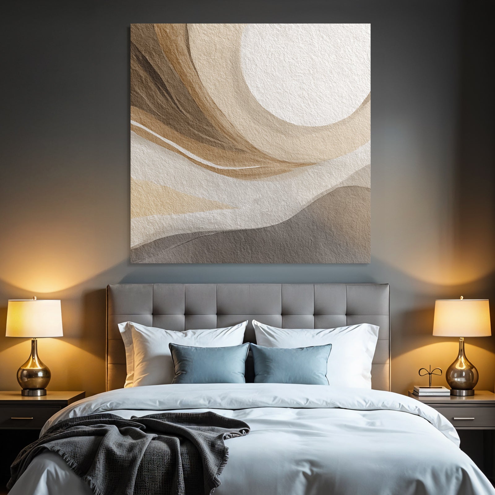 Abstrakte Kunst Fliessende Linien Neutrale Farben Organysche Formen