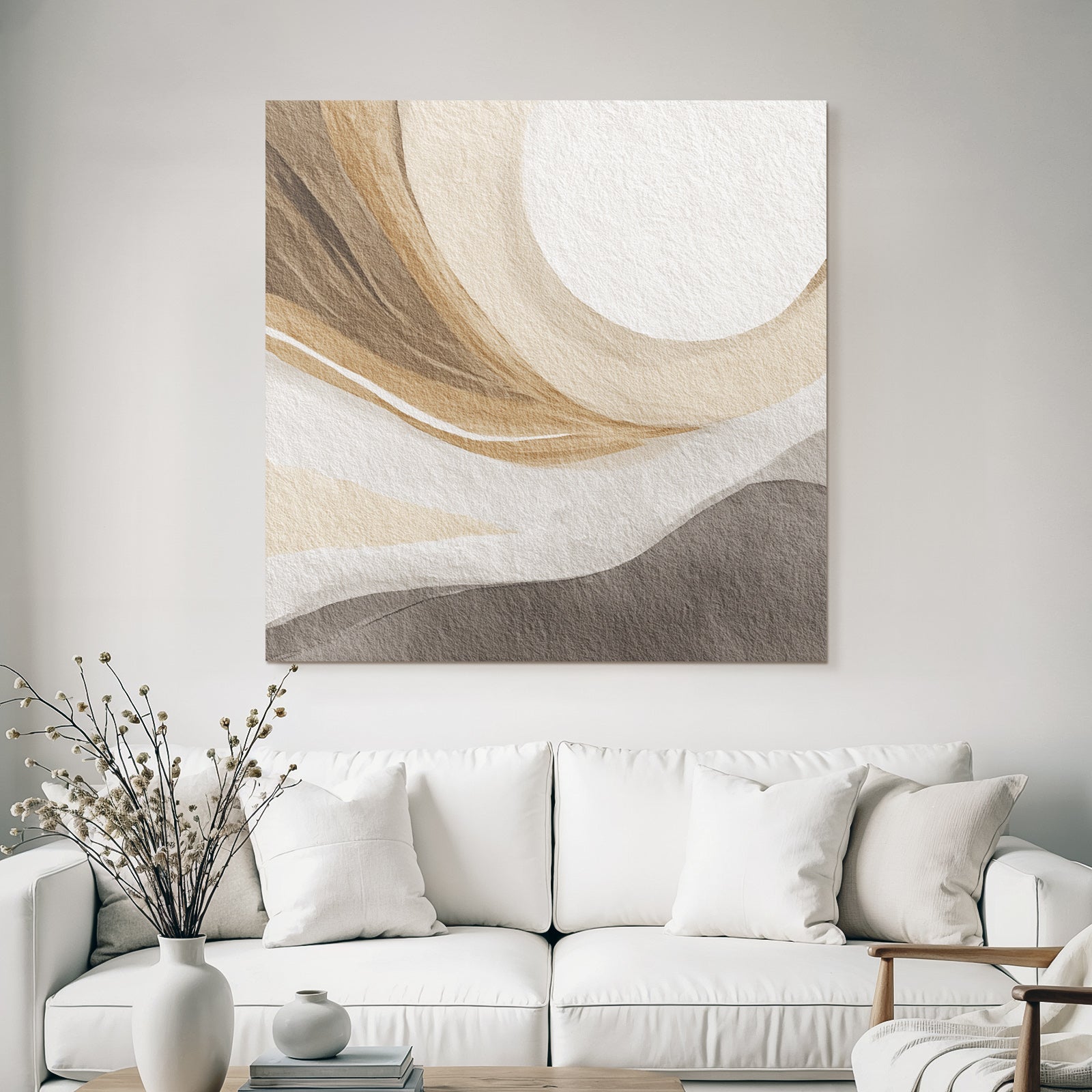 Abstrakte Kunst Fliessende Linien Neutrale Farben Organysche Formen
