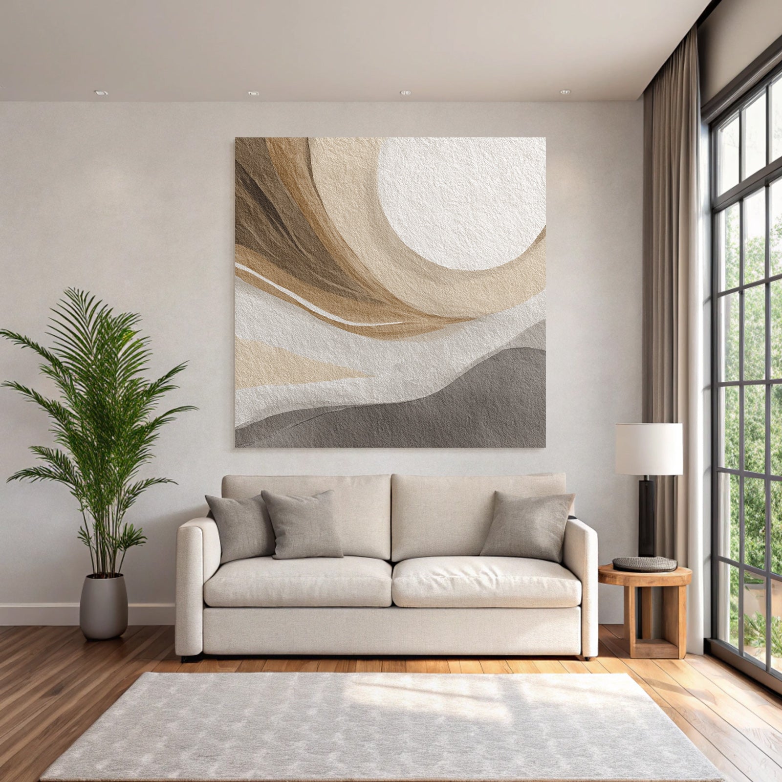 Abstrakte Kunst Fliessende Linien Neutrale Farben Organysche Formen