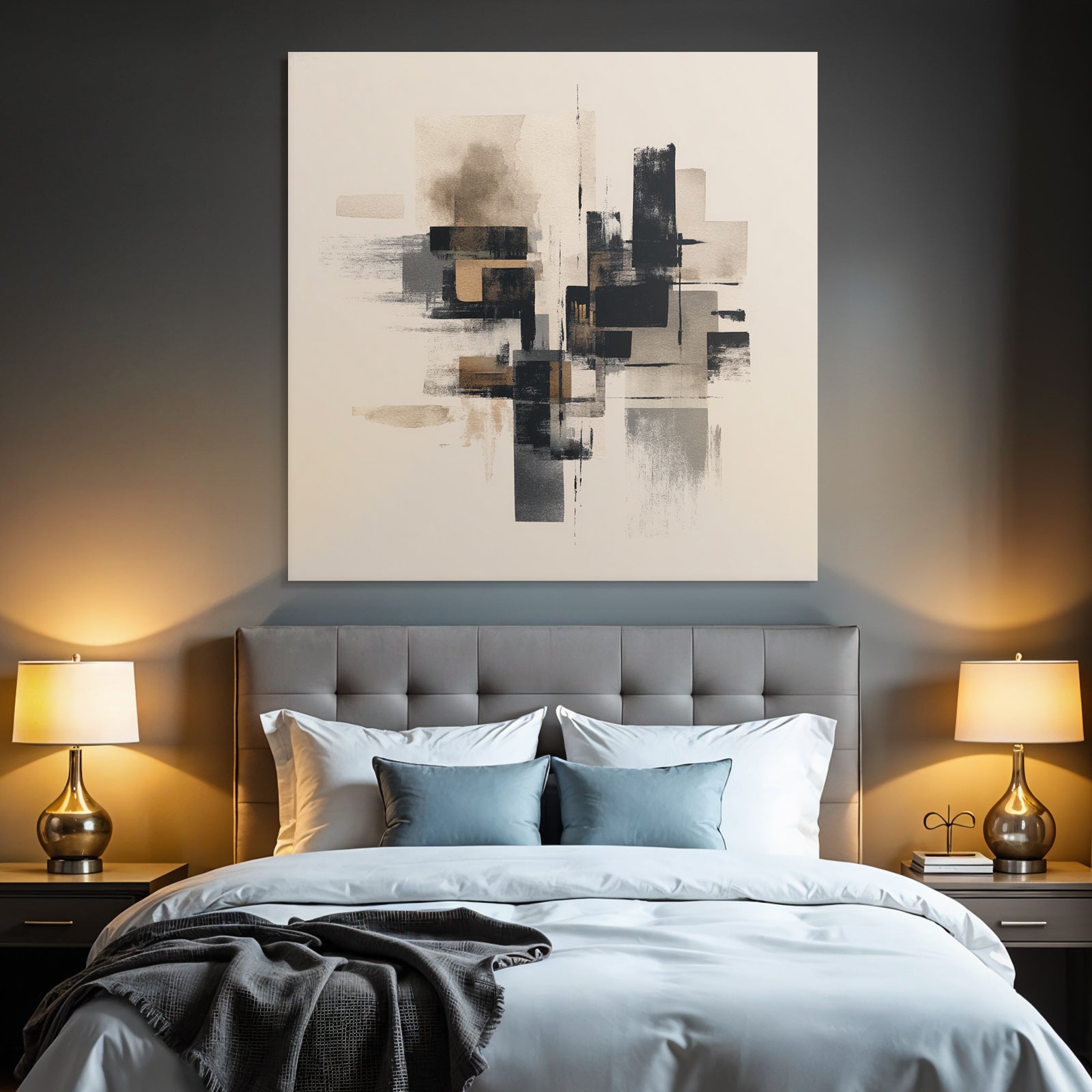 Abstrakte Kunst Formen Texturen Beige Schwarz Grau