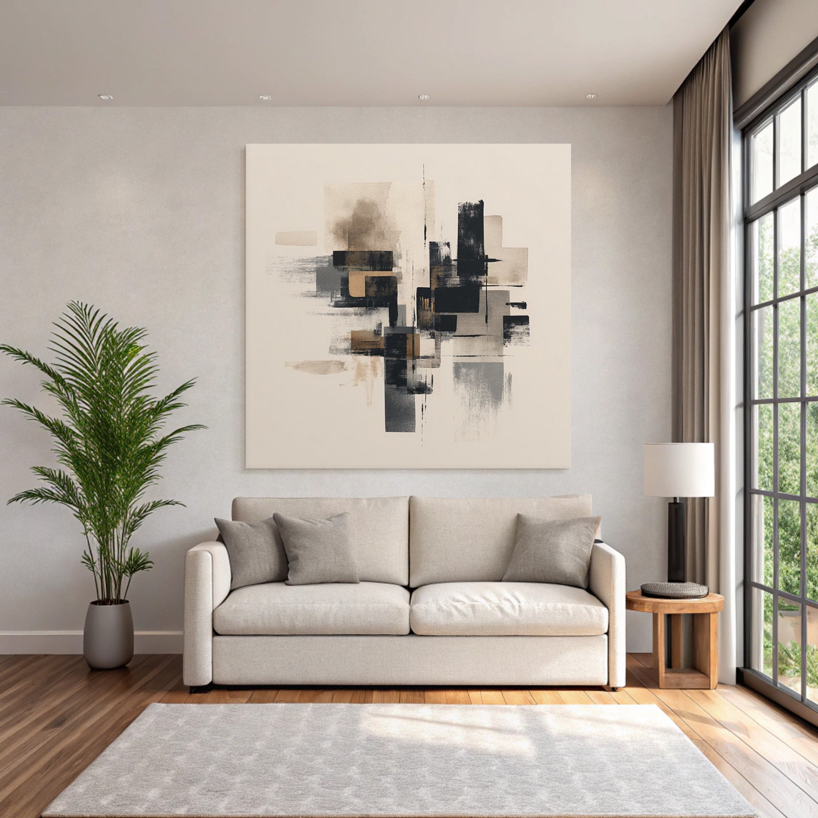 Abstrakte Kunst Formen Texturen Beige Schwarz Grau