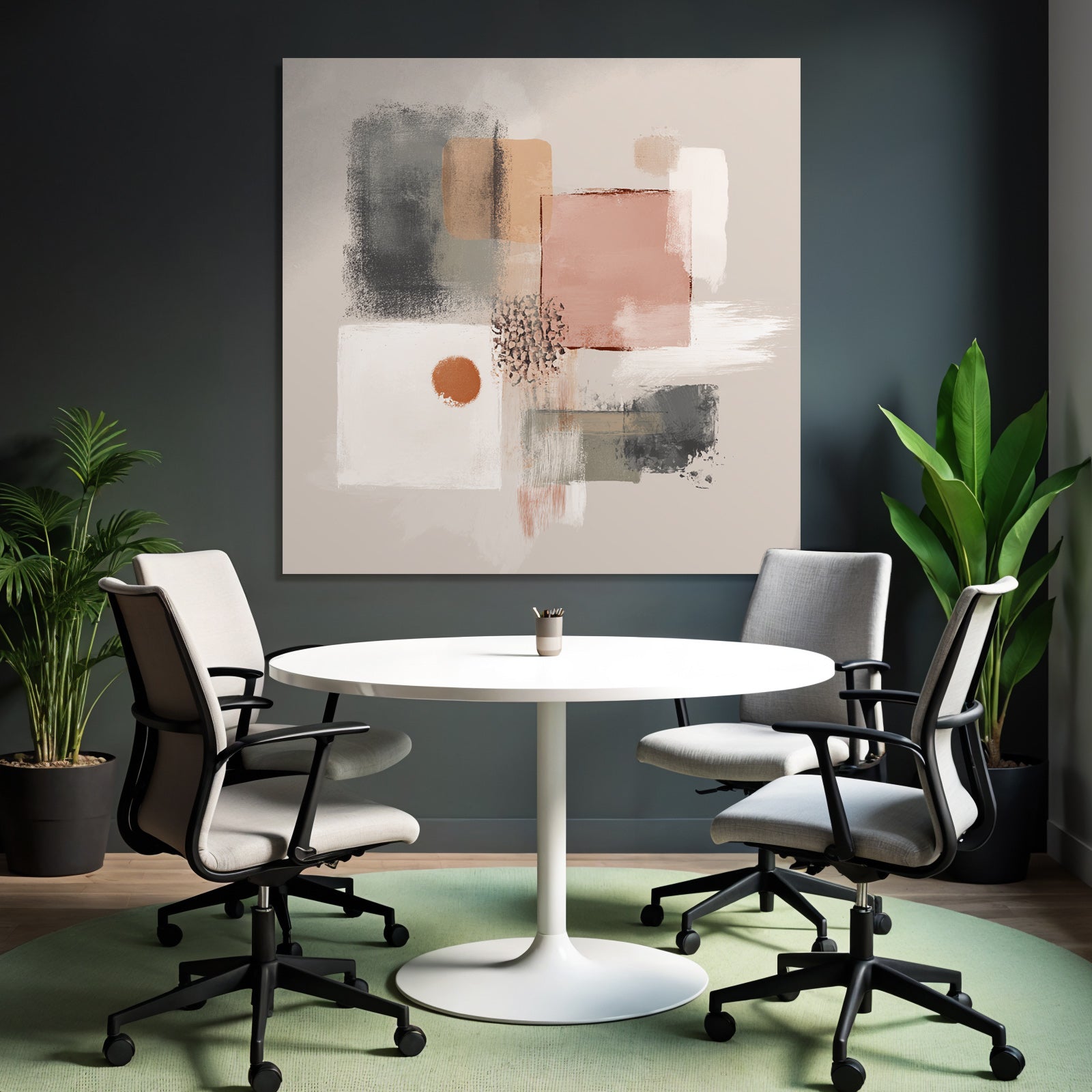 Abstract Art Geometric Shapes Color Blocks Soft Tones Beige Pink Gray