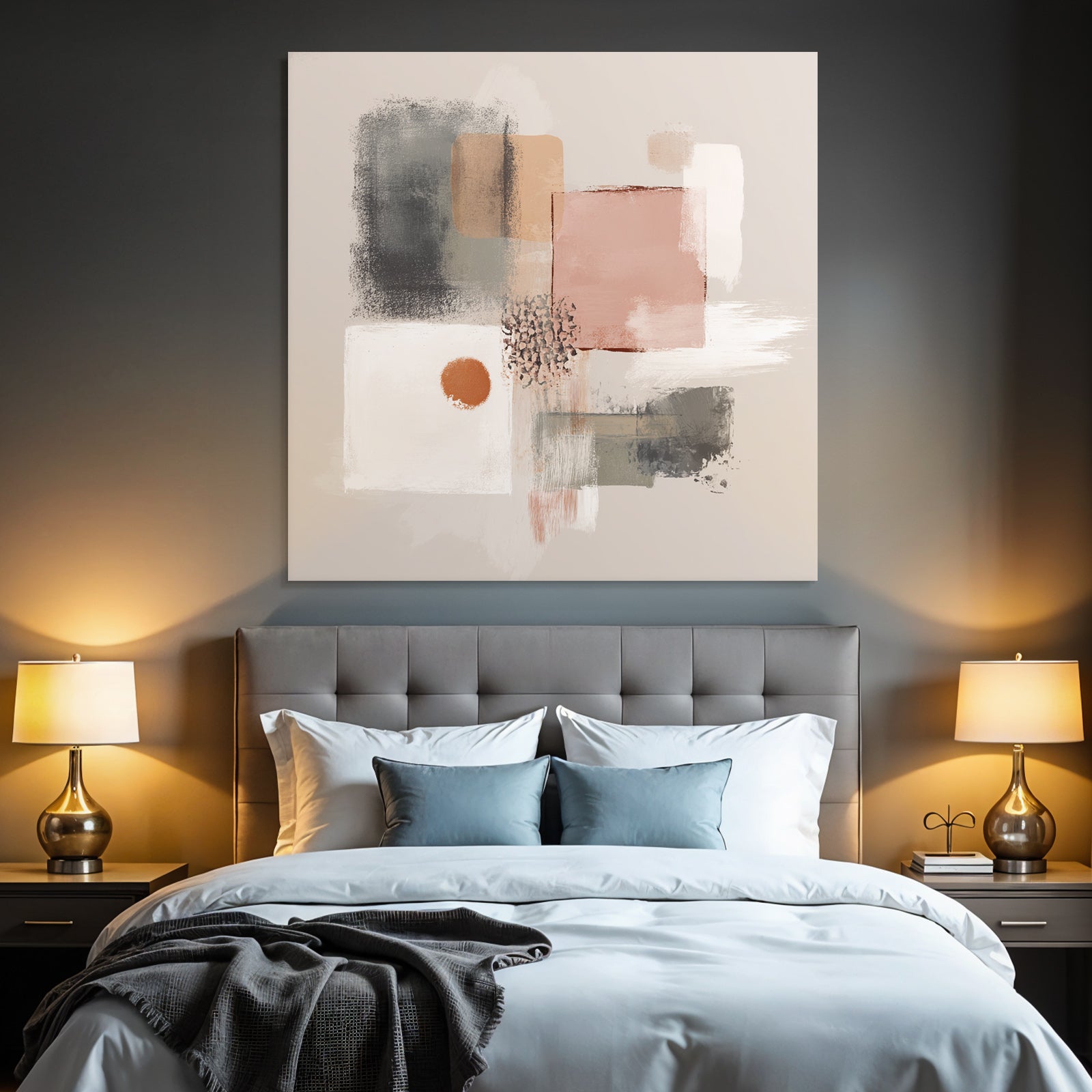 Abstract Art Geometric Shapes Color Blocks Soft Tones Beige Pink Gray