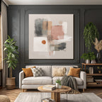 Abstract Art Geometric Shapes Color Blocks Soft Tones Beige Pink Gray