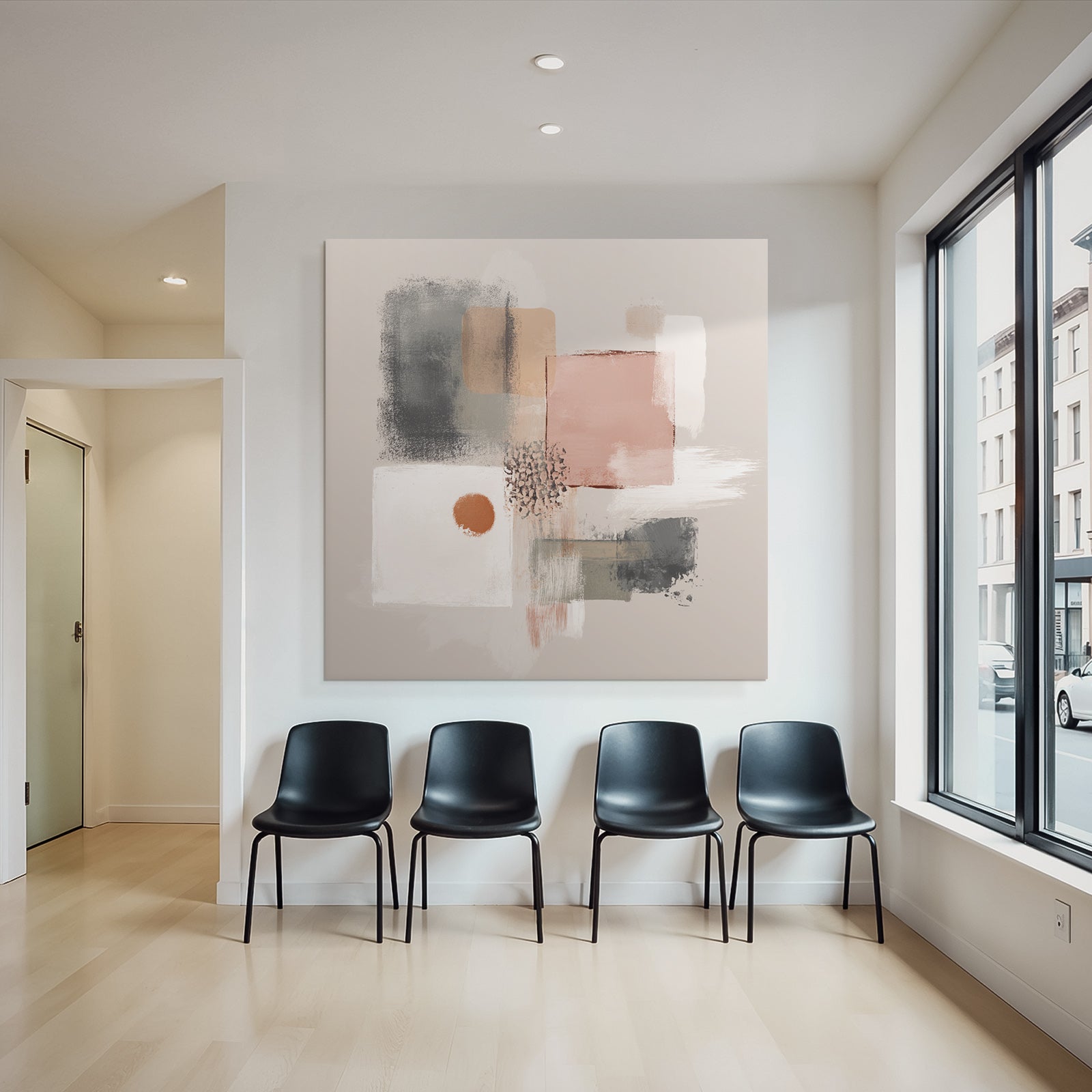 Abstract Art Geometric Shapes Color Blocks Soft Tones Beige Pink Gray