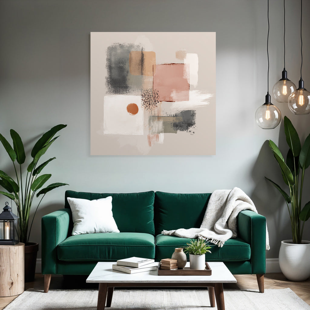 Abstract Art Geometric Shapes Color Blocks Soft Tones Beige Pink Gray