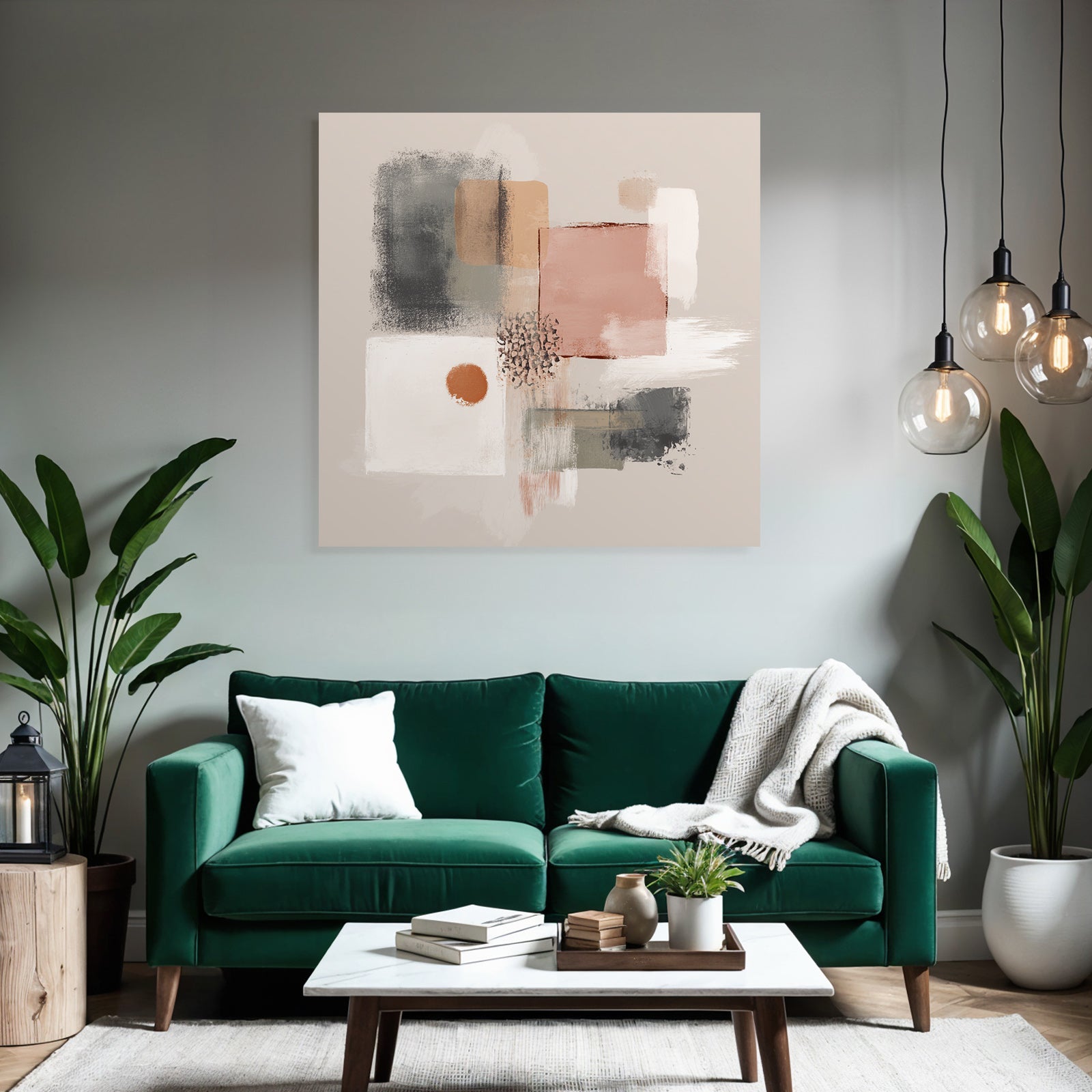 Abstract Art Geometric Shapes Color Blocks Soft Tones Beige Pink Gray