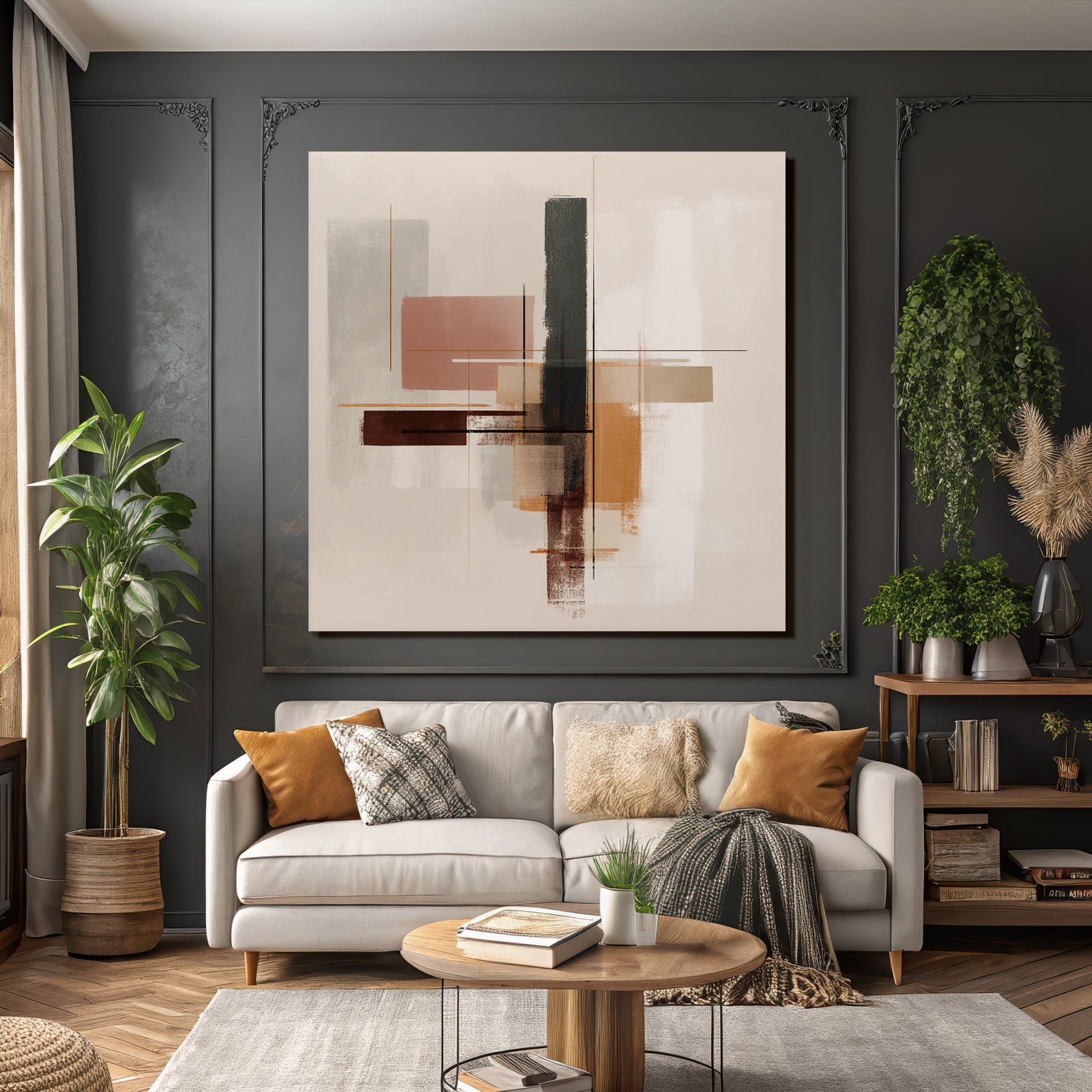 Abstract Art Geometric Shapes Warm and Neutral Colors