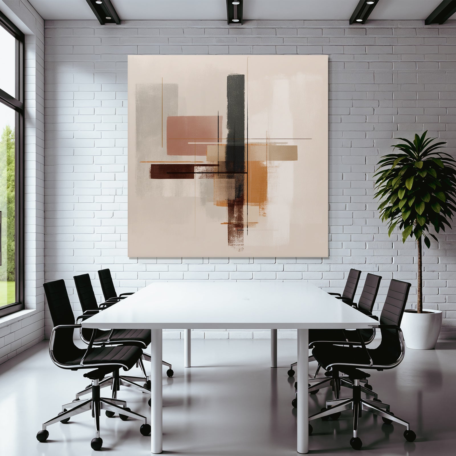Abstract Art Geometric Shapes Warm and Neutral Colors
