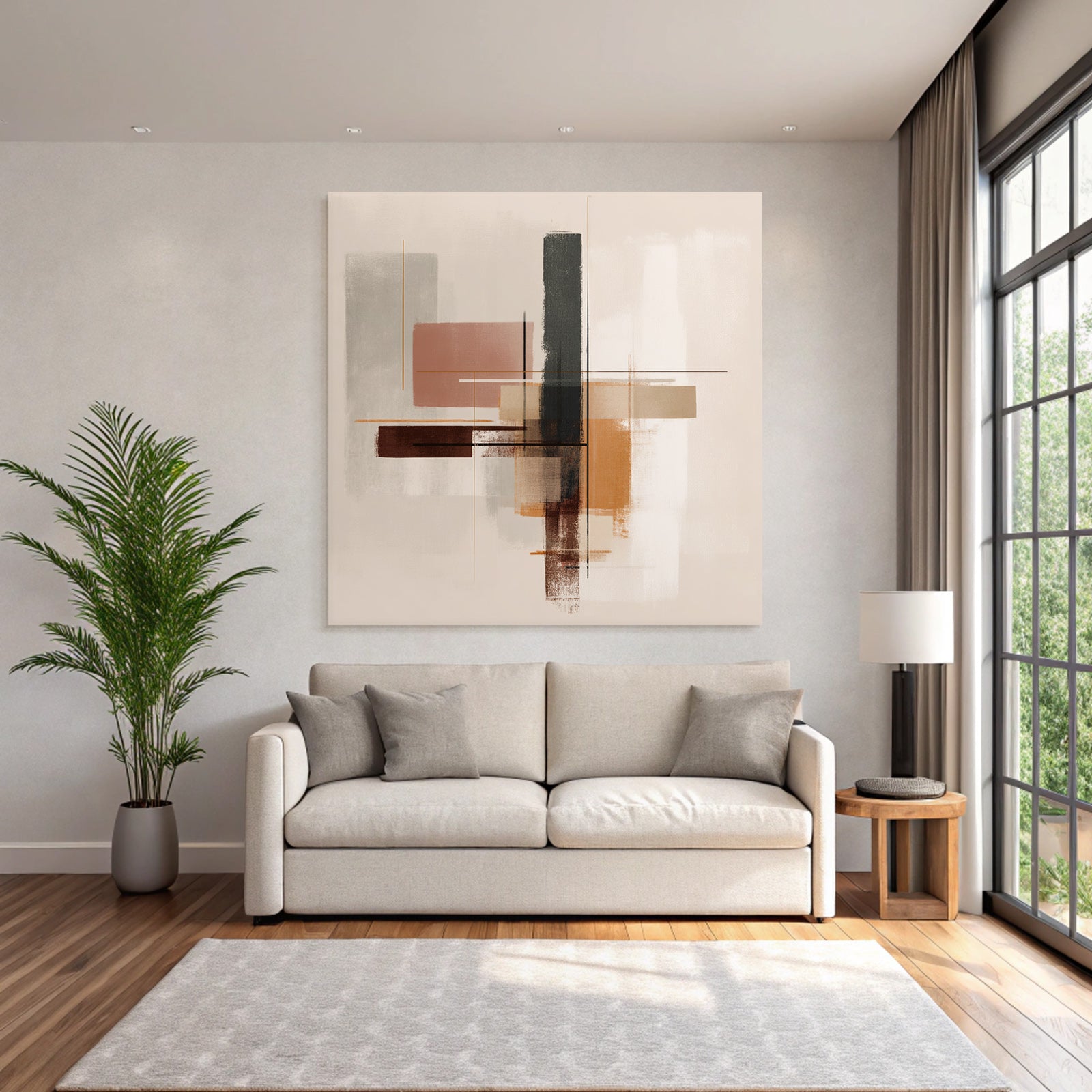Abstract Art Geometric Shapes Warm and Neutral Colors