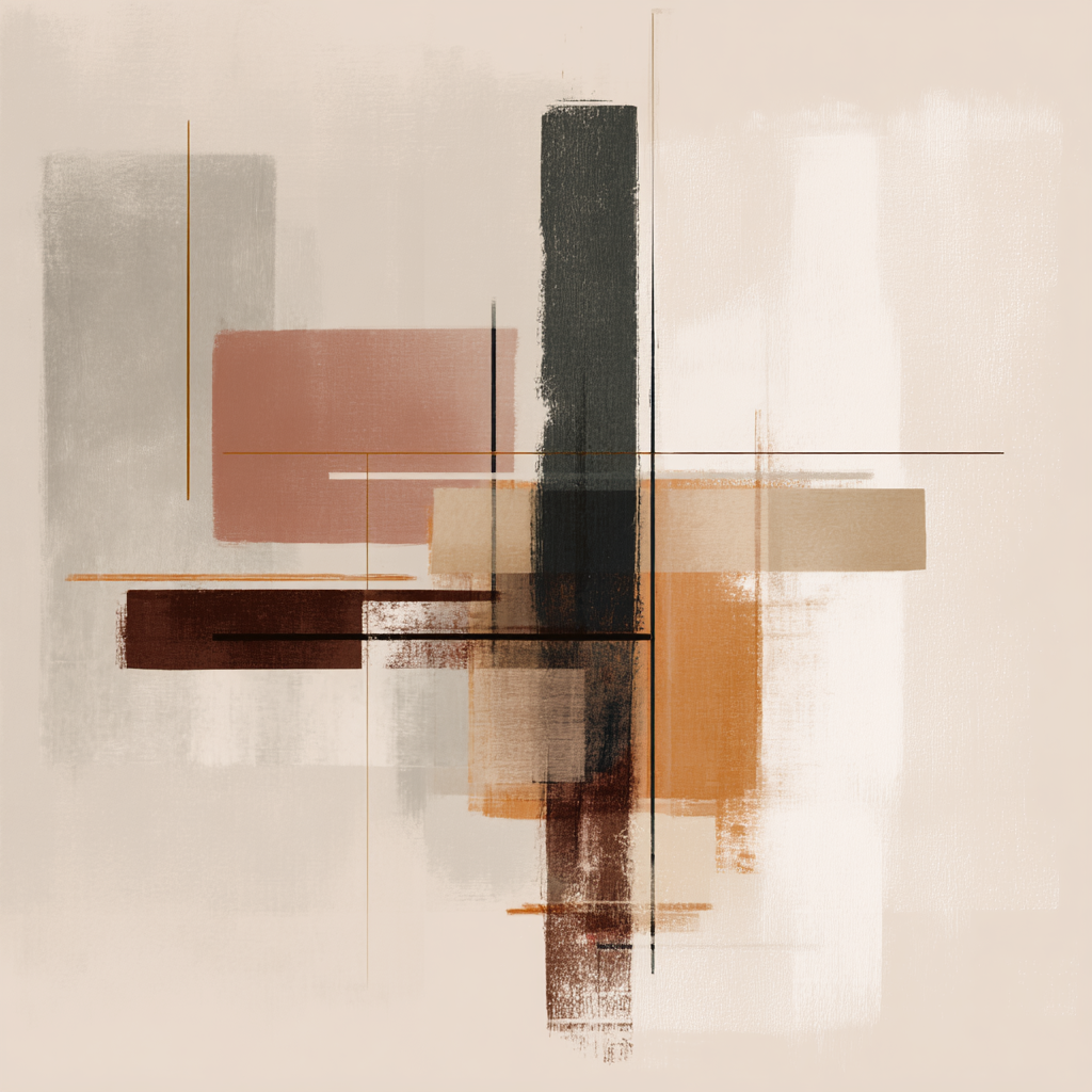 Abstrakte Kunst Geometrische Formen Warme Und Neutrale Farben | Japandi | Einrichtungsstile