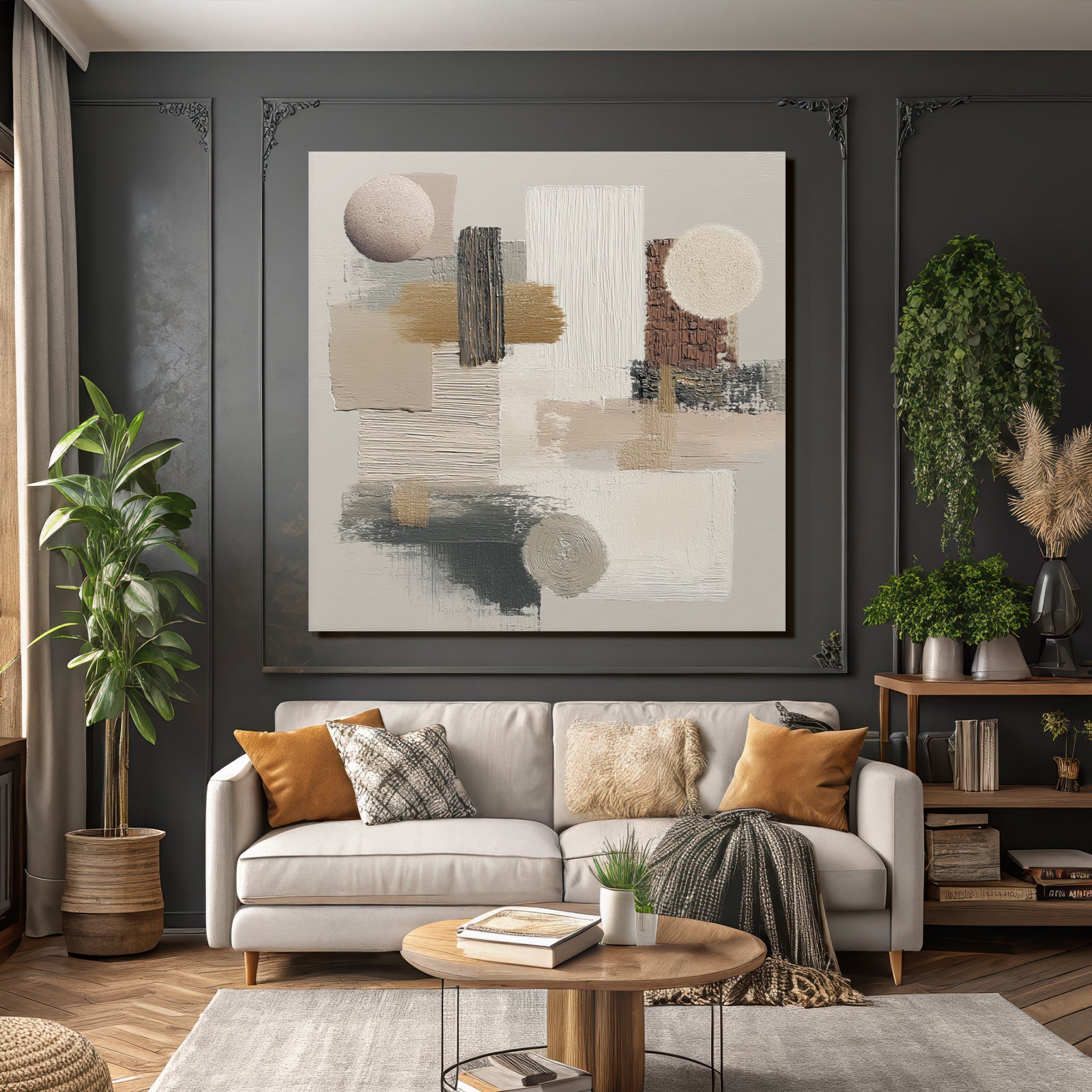 Abstract Art Textures Shapes Neutral Colors Background