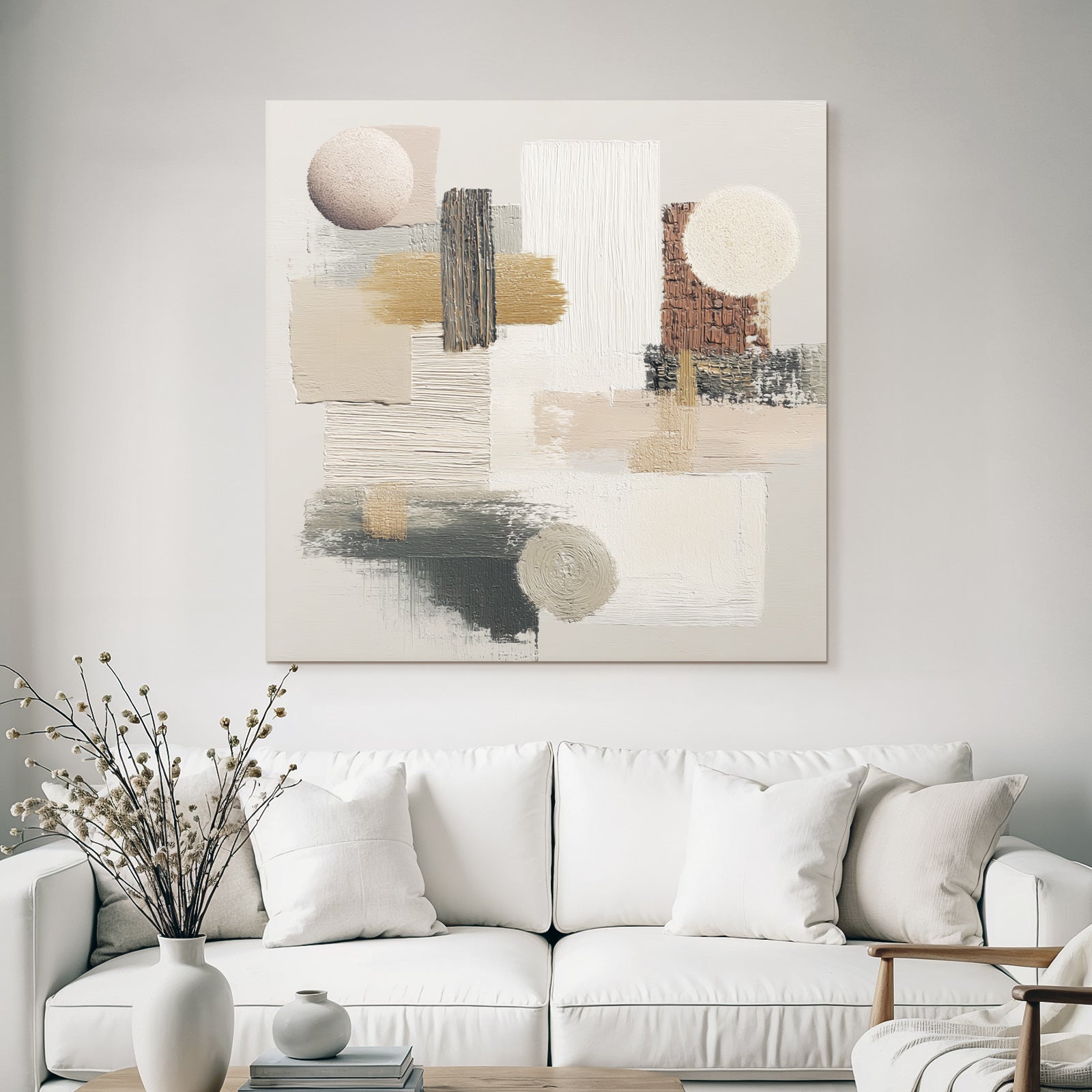 Abstract Art Textures Shapes Neutral Colors Background