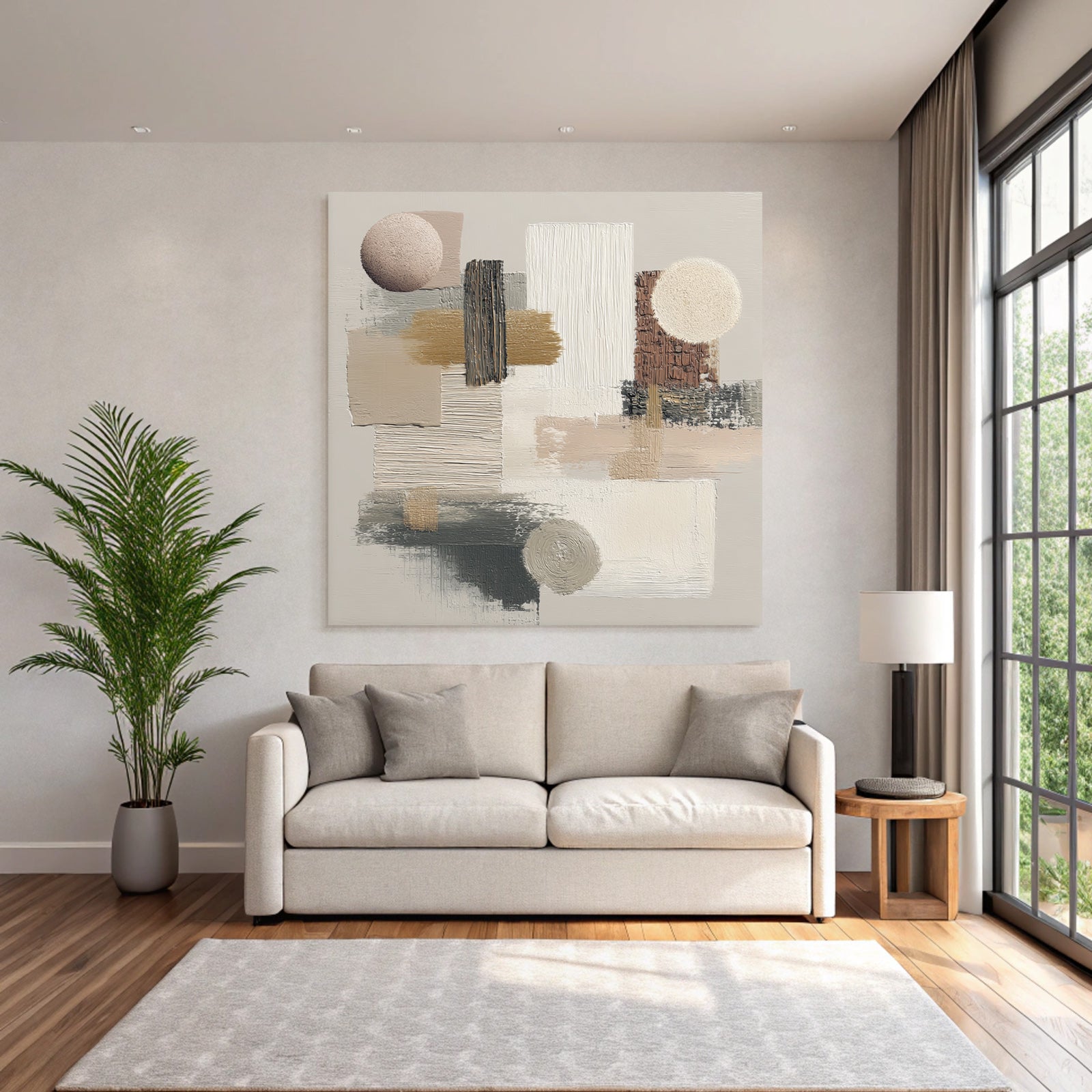 Abstract Art Textures Shapes Neutral Colors Background
