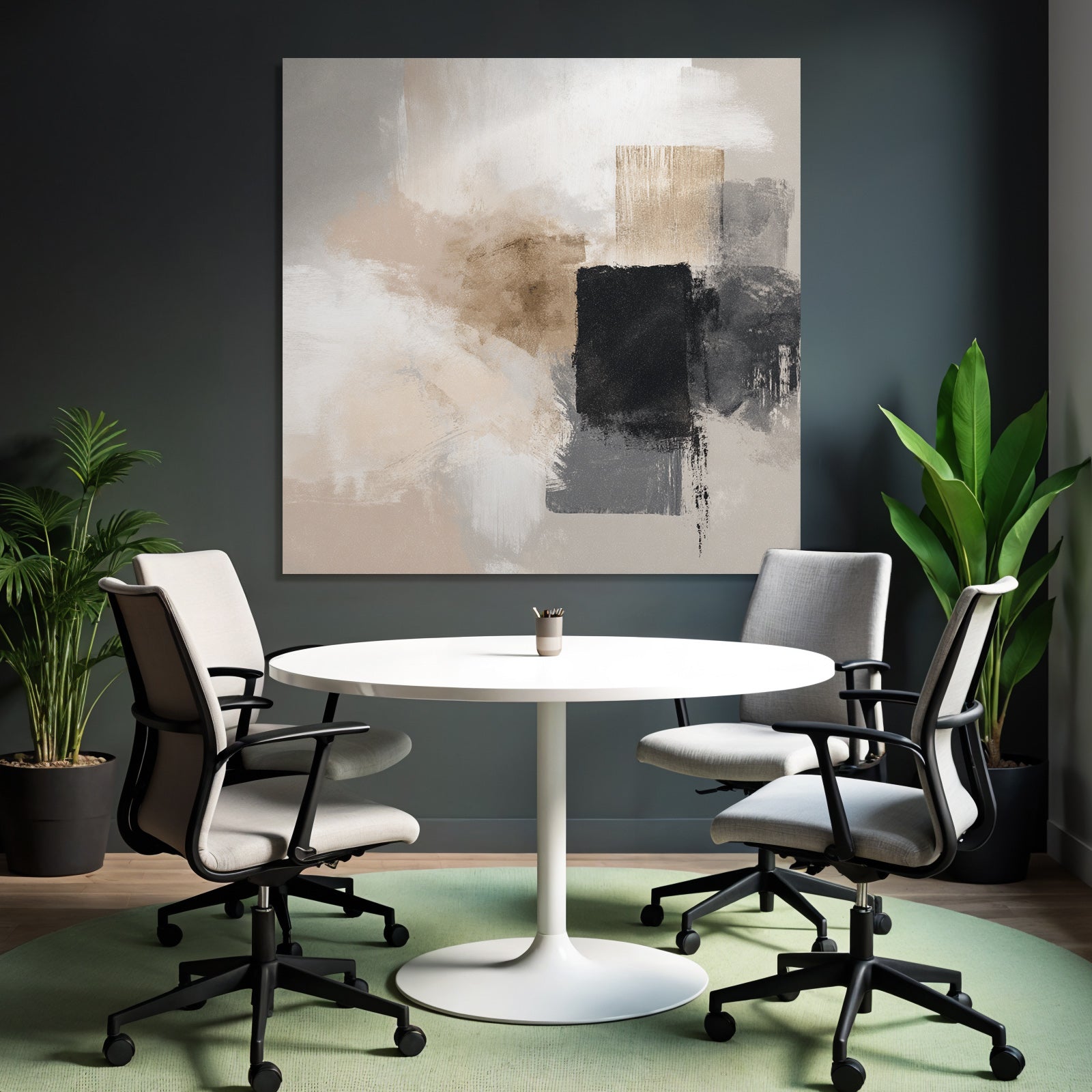 Abstract Art Soft Brush Strokes Neutral Colors Beige Black Gray
