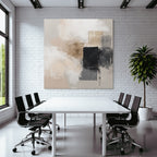 Abstract Art Soft Brush Strokes Neutral Colors Beige Black Gray