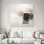 Abstract Art Soft Brush Strokes Neutral Colors Beige Black Gray