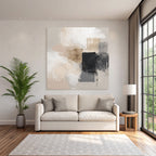 Abstract Art Soft Brush Strokes Neutral Colors Beige Black Gray
