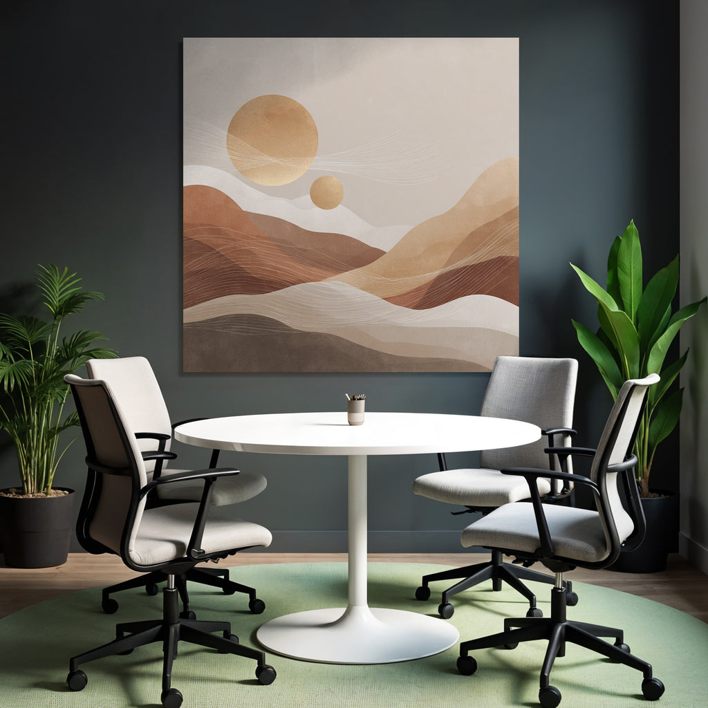 Abstract Landscape Circular Shapes Celestial Bodies Lines