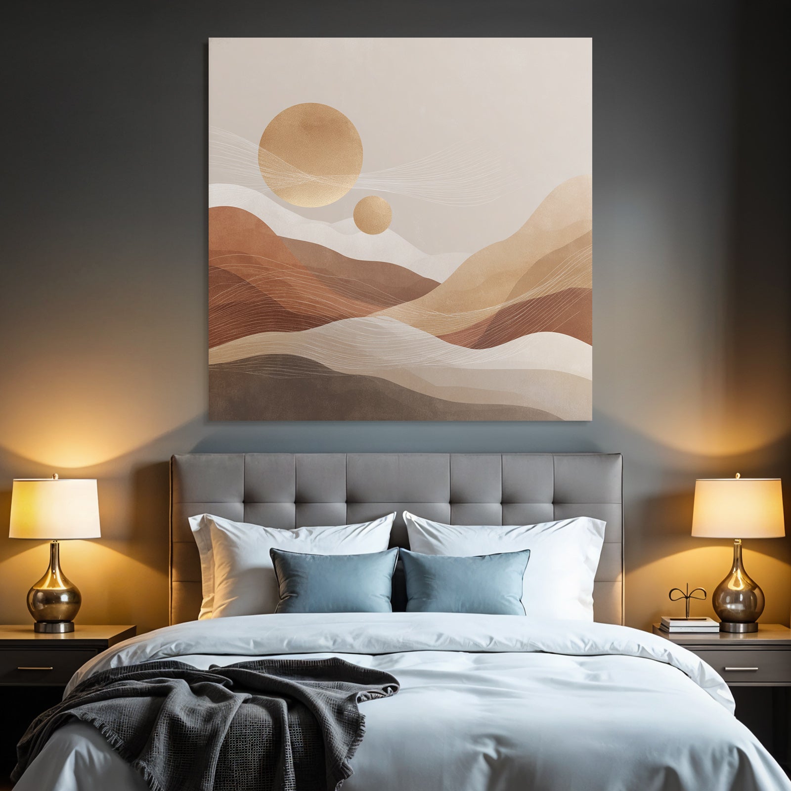 Abstract Landscape Circular Shapes Celestial Bodies Lines