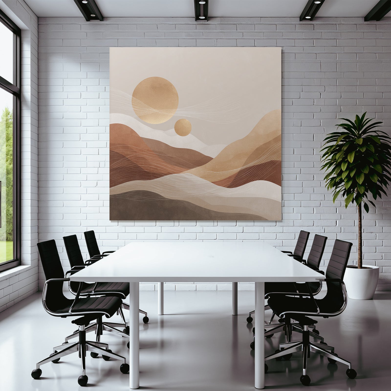 Abstract Landscape Circular Shapes Celestial Bodies Lines