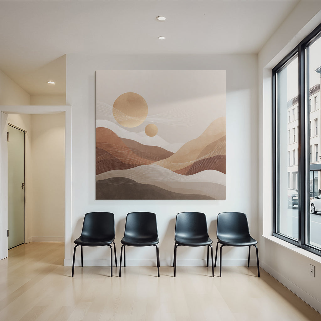 Abstract Landscape Circular Shapes Celestial Bodies Lines