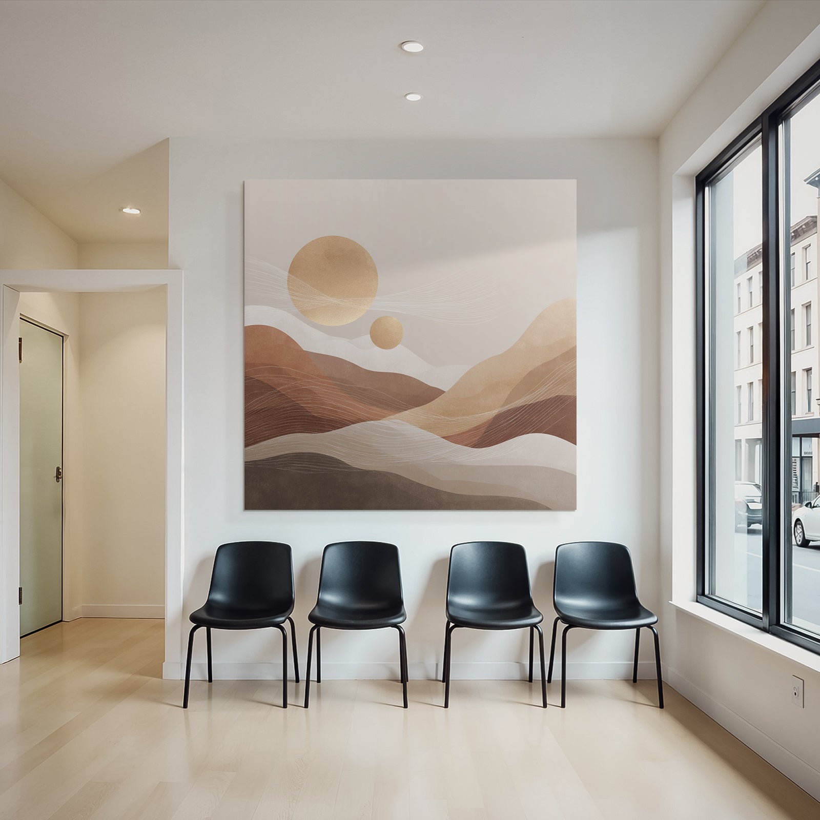 Abstract Landscape Circular Shapes Celestial Bodies Lines