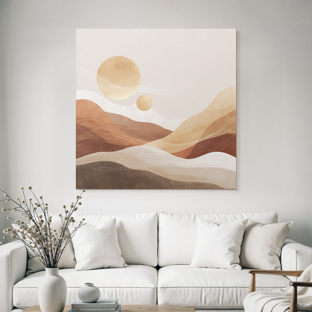 Abstract Landscape Circular Shapes Celestial Bodies Lines