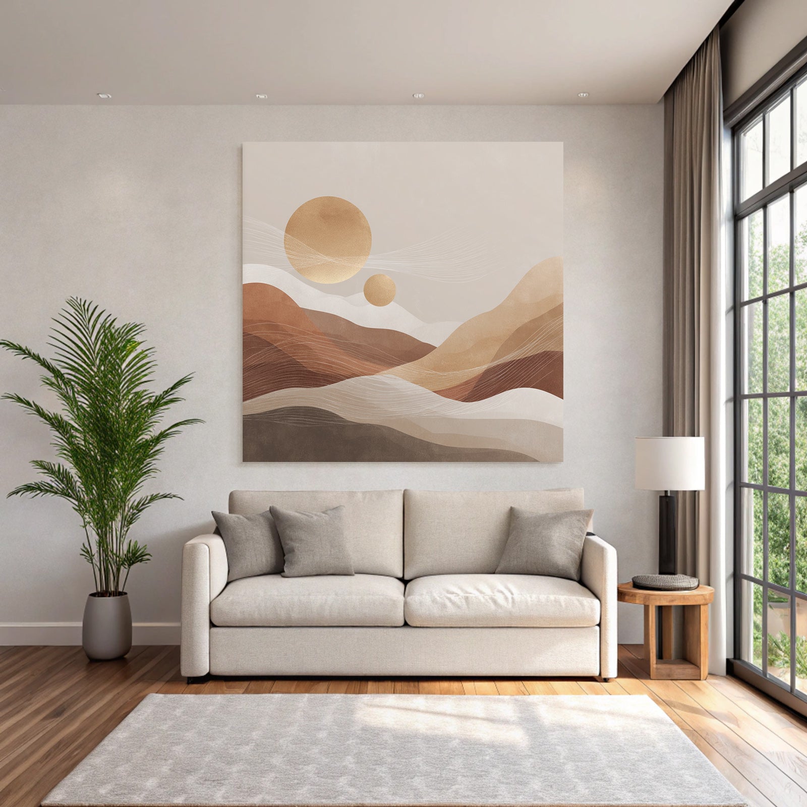 Abstract Landscape Circular Shapes Celestial Bodies Lines