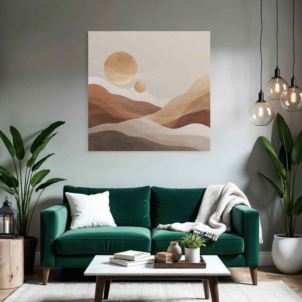 Abstract Landscape Circular Shapes Celestial Bodies Lines