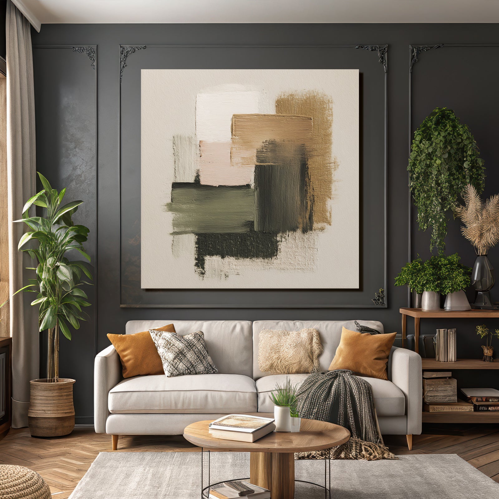 Abstrakte Malerei Geometrische Formen Neutrale Farben