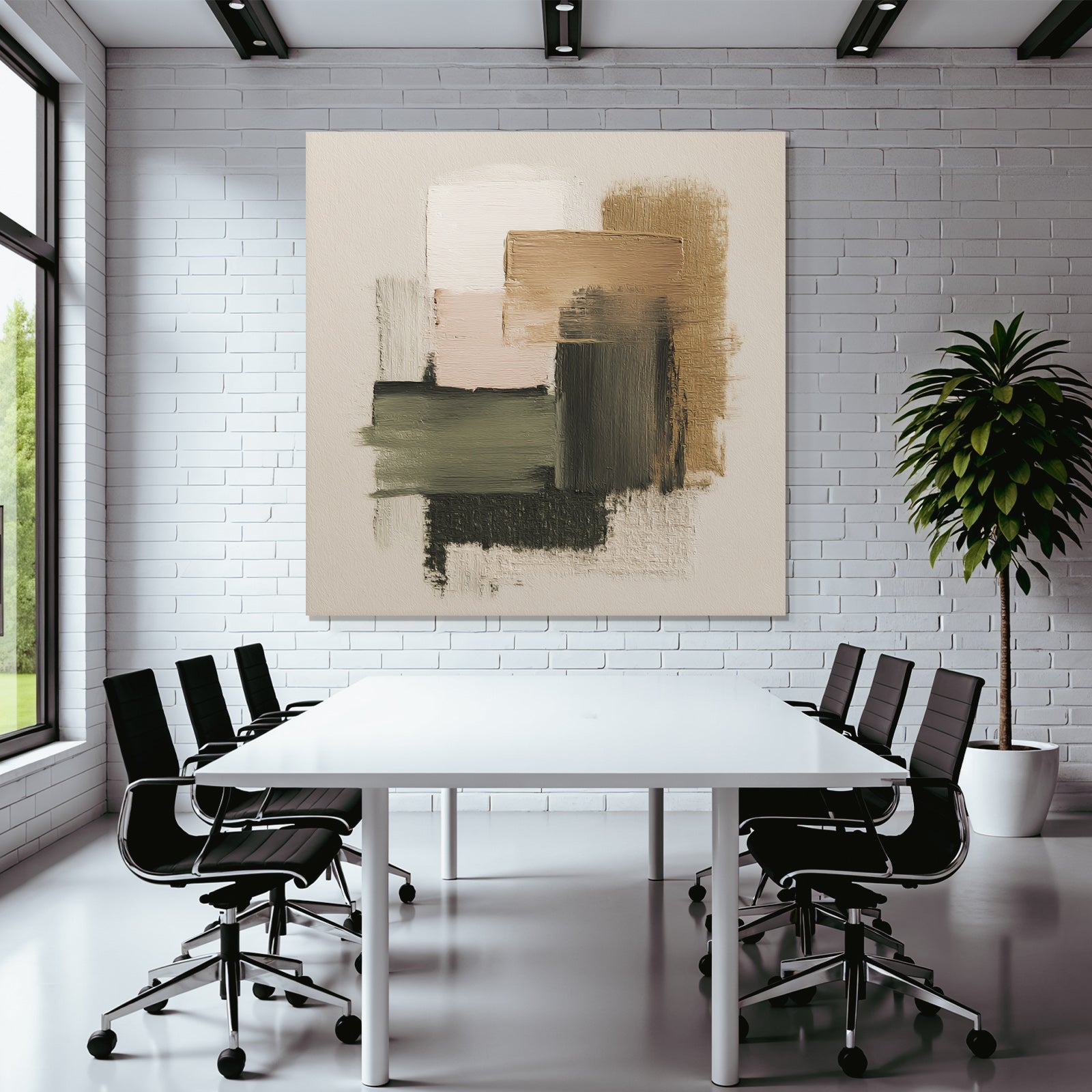 Abstrakte Malerei Geometrische Formen Neutrale Farben