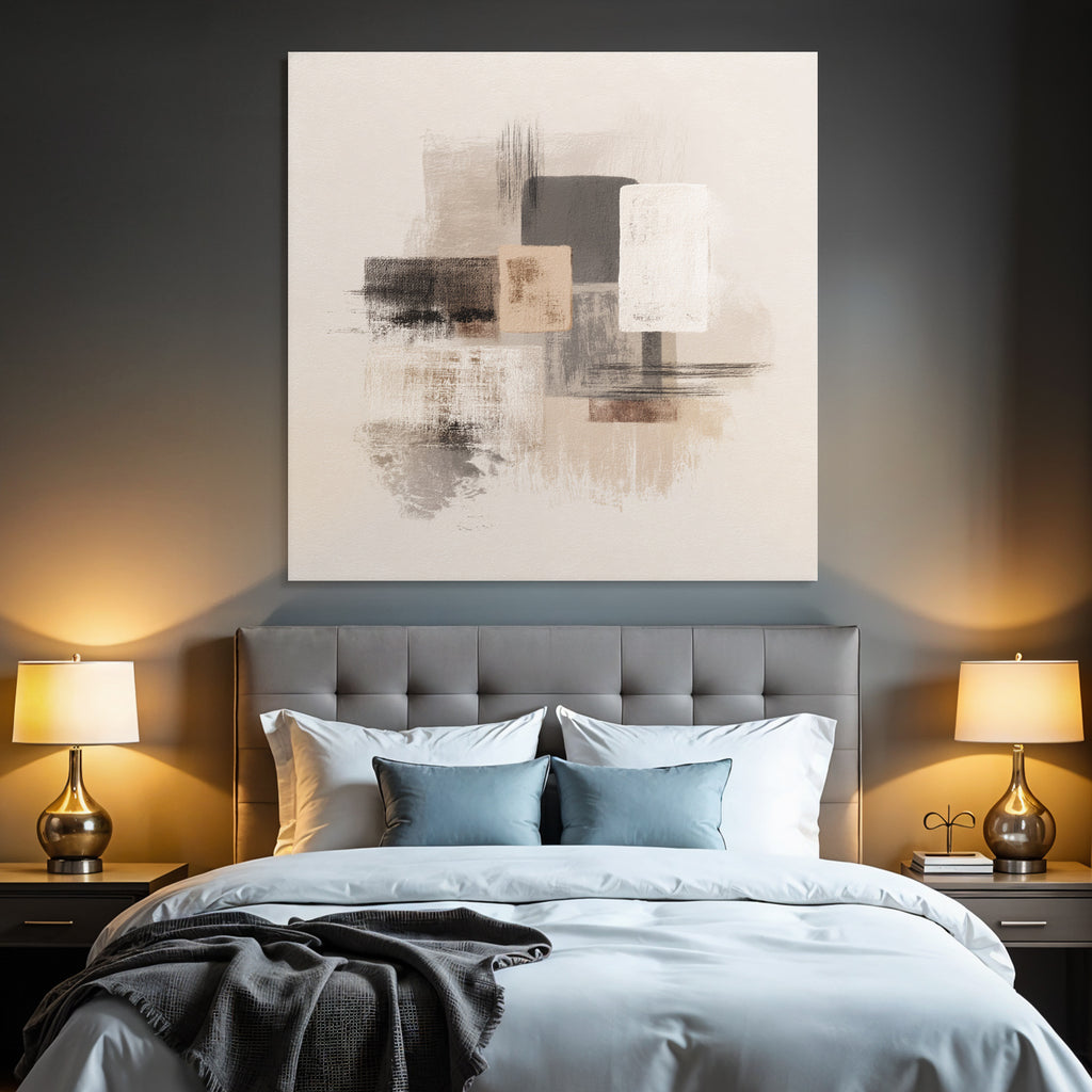 Abstract painting Geometric shapes Neutral tones