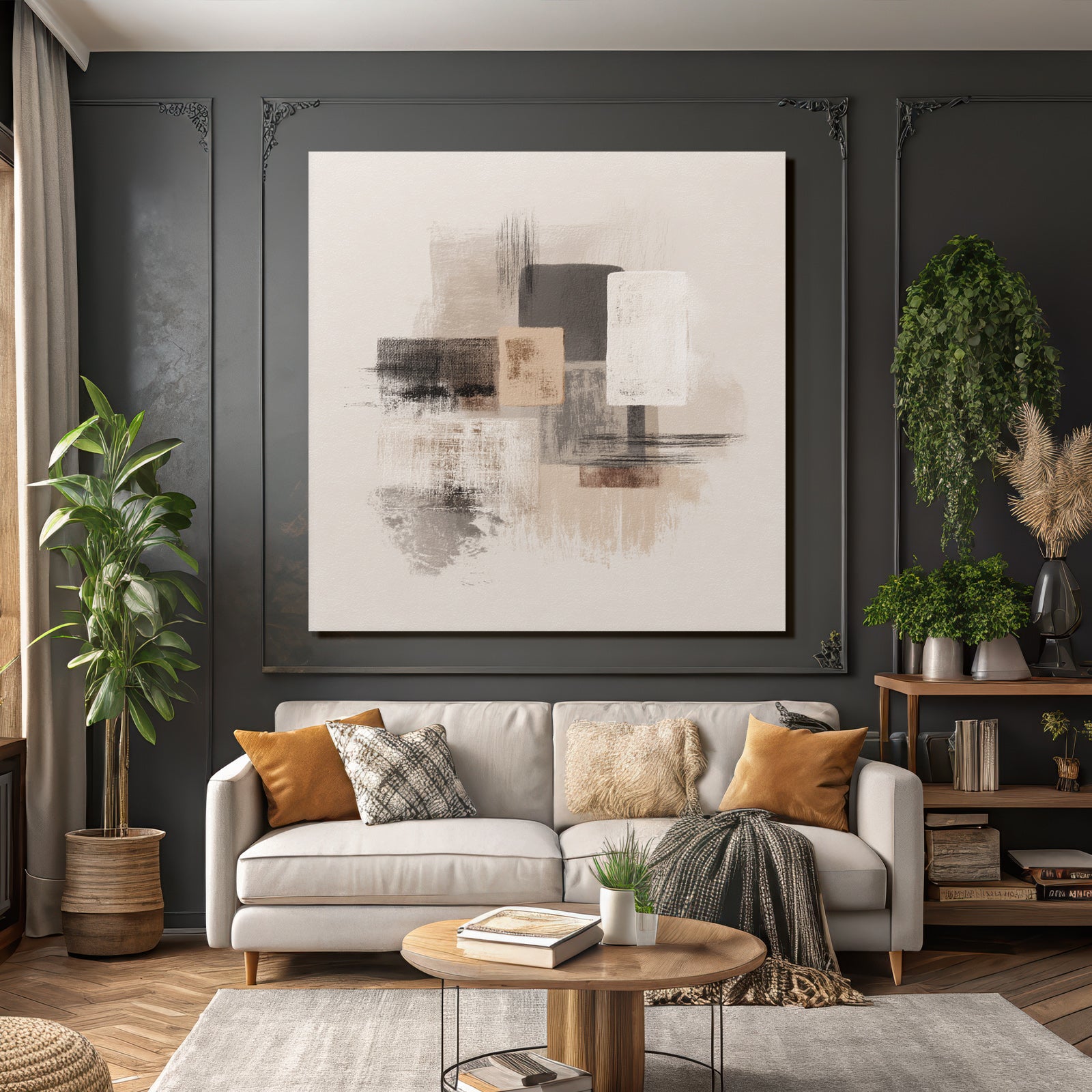 Abstrakte Malerei Geometrische Formen Neutrale Toene