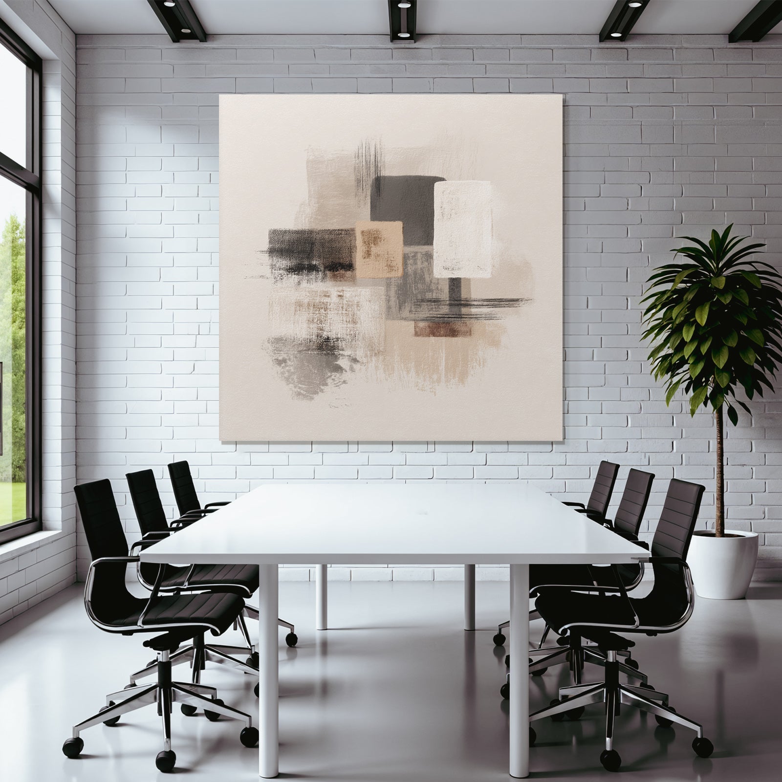 Abstrakte Malerei Geometrische Formen Neutrale Toene