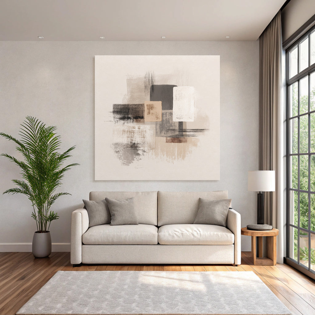 Abstract painting Geometric shapes Neutral tones