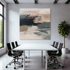 Abstract Painting Soft Brushstrokes Blue Beige Pink