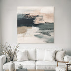 Abstract Painting Soft Brushstrokes Blue Beige Pink