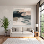 Abstract Painting Soft Brushstrokes Blue Beige Pink