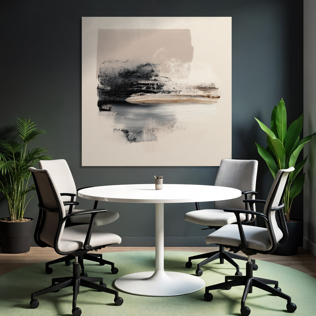 Abstract Painting Black Beige Gray