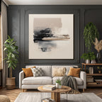 Abstract Painting Black Beige Gray