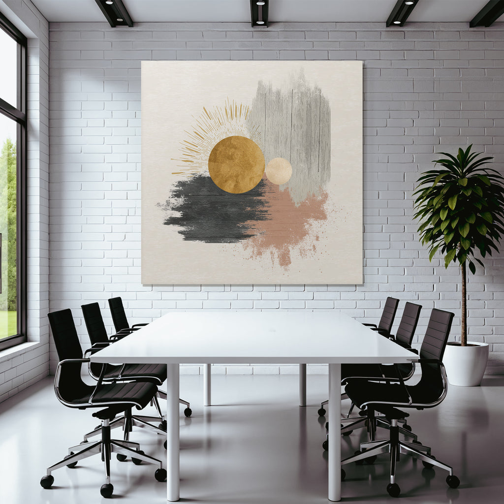 Abstract design circular shapes gold black grey pink background