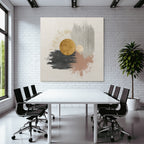 Abstract design circular shapes gold black grey pink background