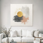 Abstract design circular shapes gold black grey pink background