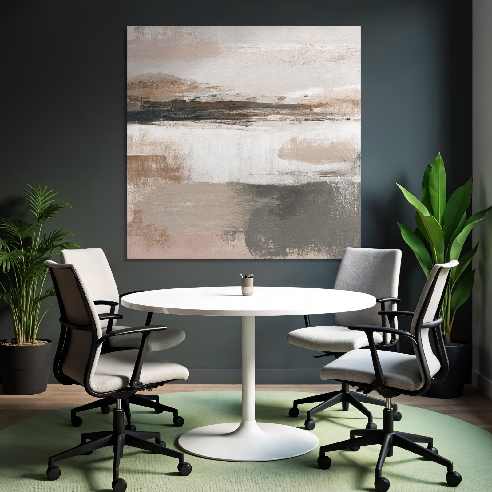 Abstract Painting Beige Grey Peach