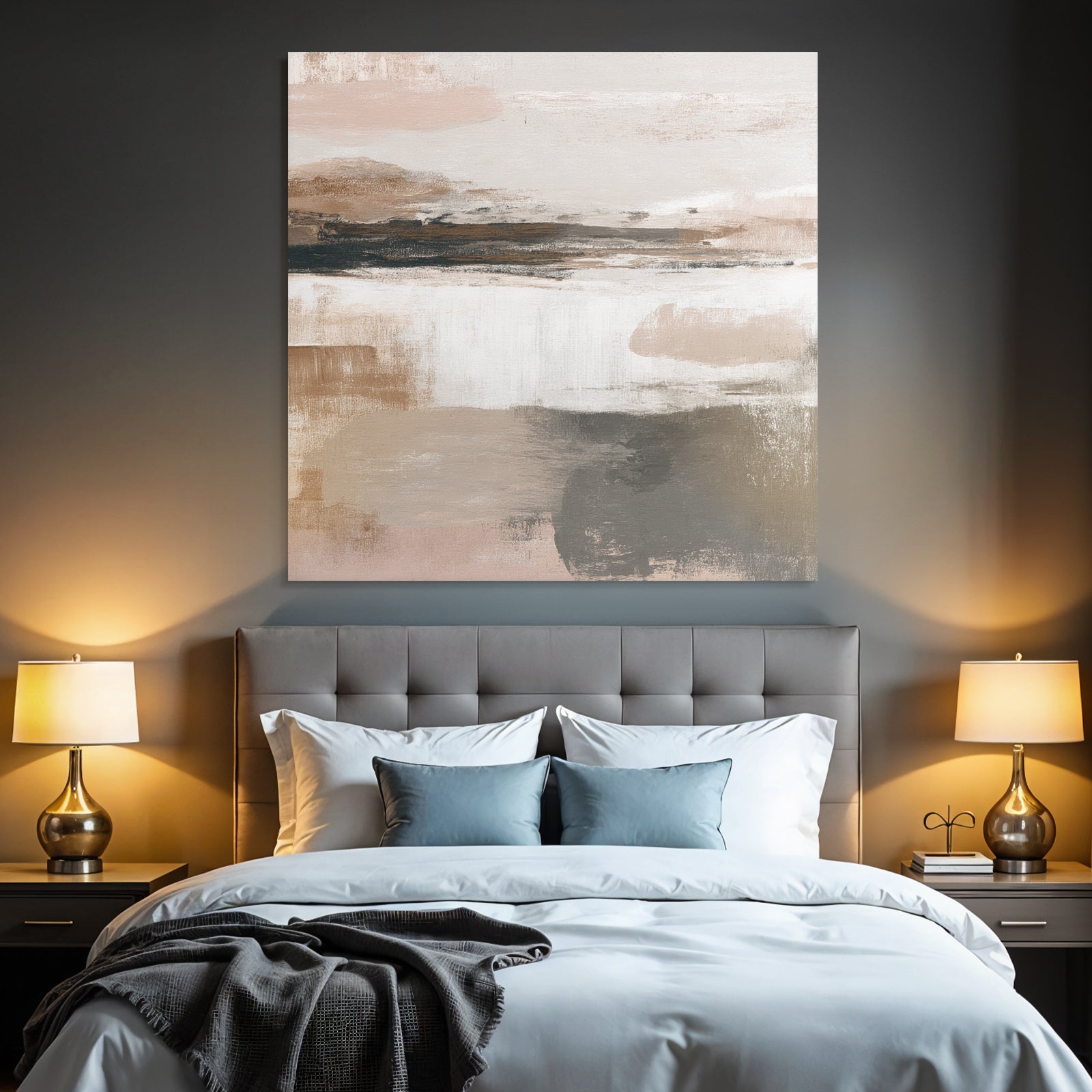 Abstract Painting Beige Grey Peach
